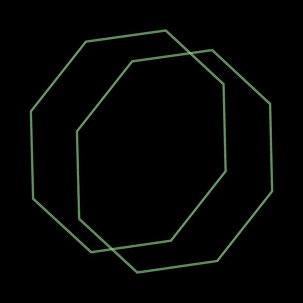 Y2K Rave Psychedelic Futuristic Octagon in trendy neon green black style vector