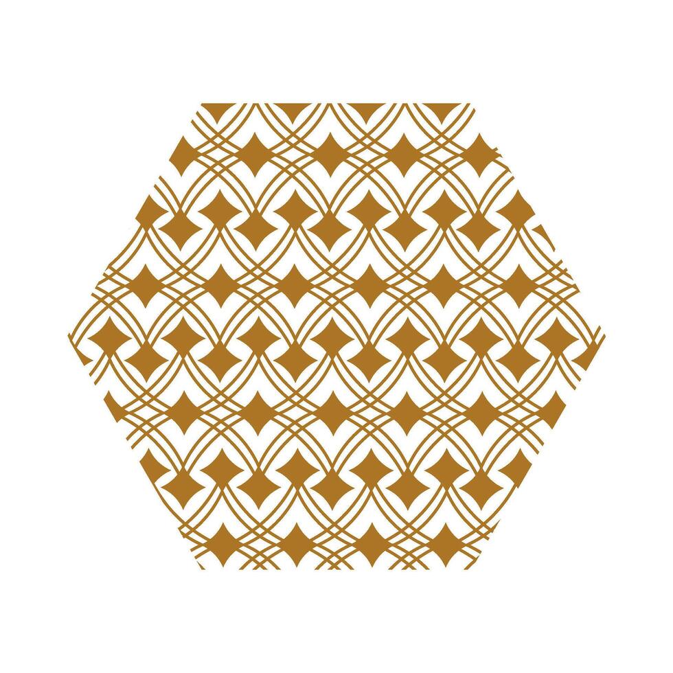 Chinese Hexagon With Asian Pattern Of Lines vector