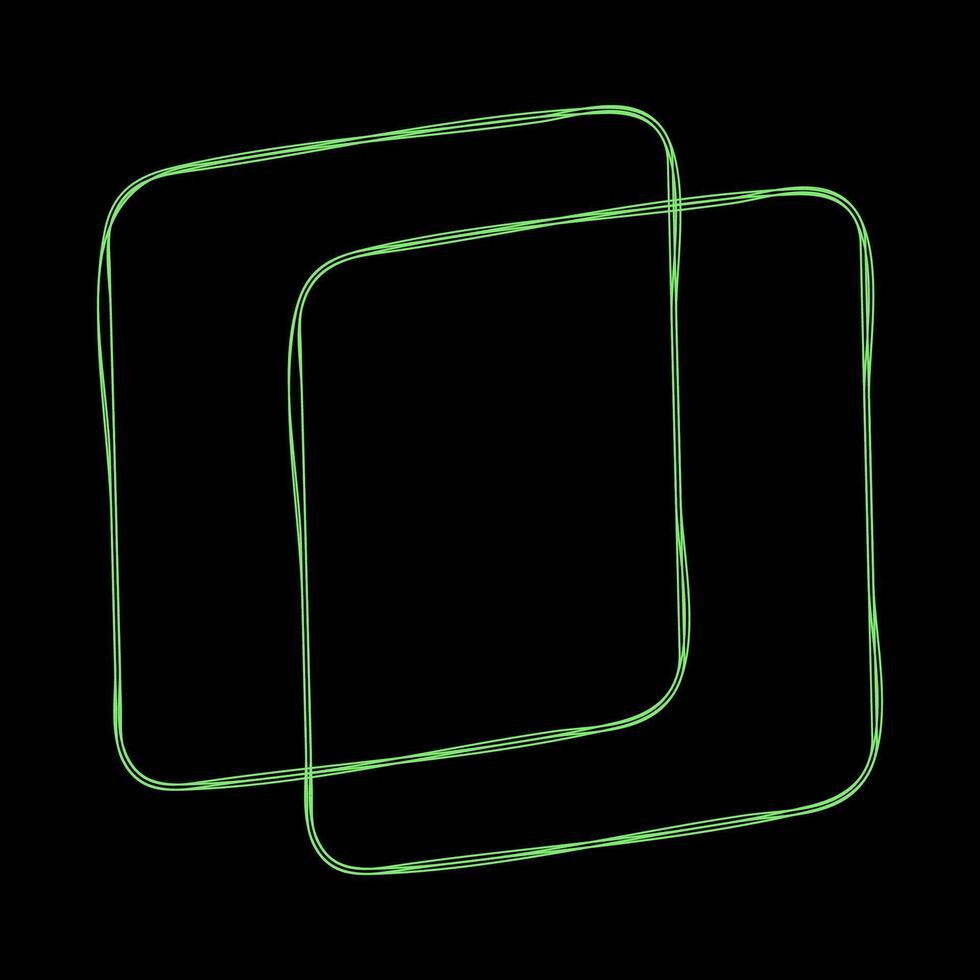 Y2K Rave Psychedelic Futuristic Square with Round edges in trendy neon green black style vector