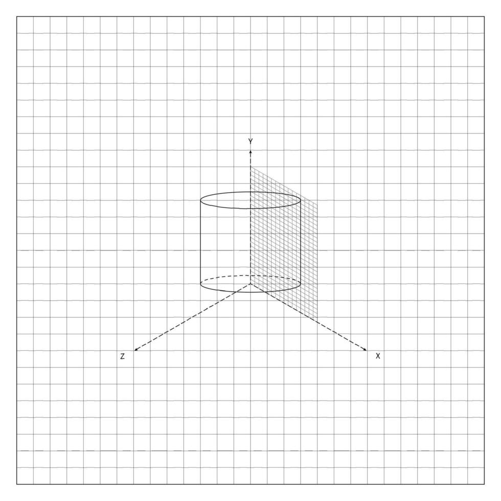 Cylinder With Base On Coordinate Plane On Notebook vector