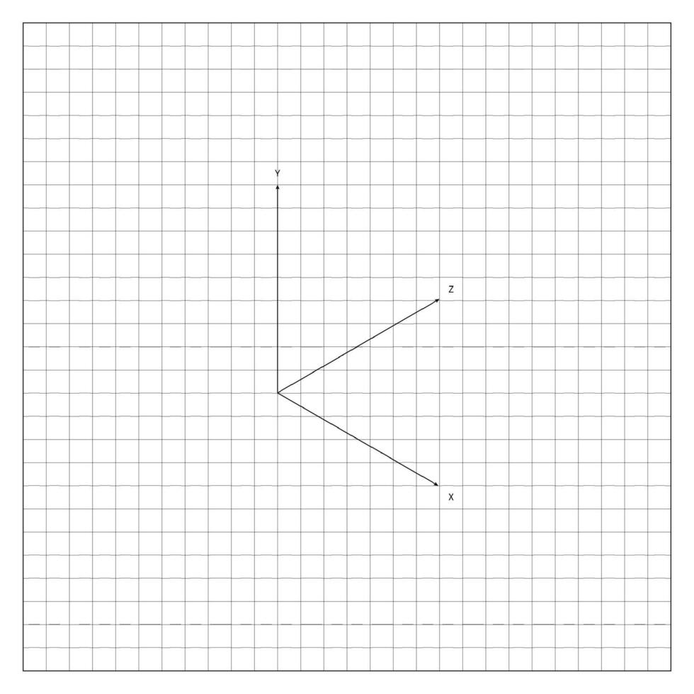 Coordinate Axes In Space On Notebook Sheet vector