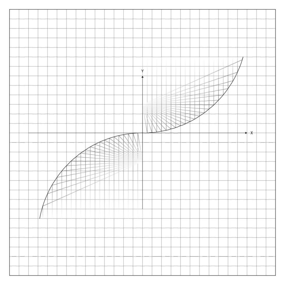 Curved Line At Intersection Of Axes On Notebook vector