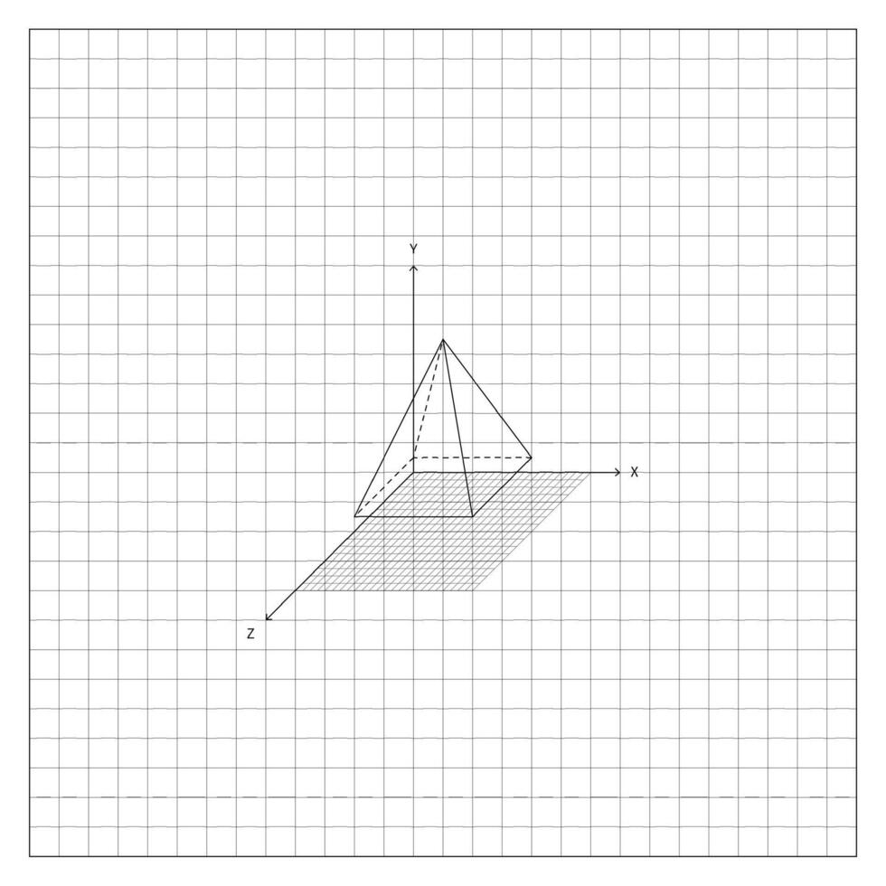 Tetrahedral Pyramid On Coordinate Grid On Notebook vector