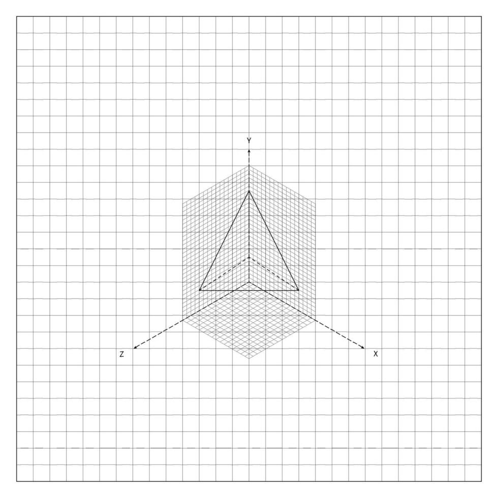 Equilateral Pyramid On Coordinate Grid On Notebook vector