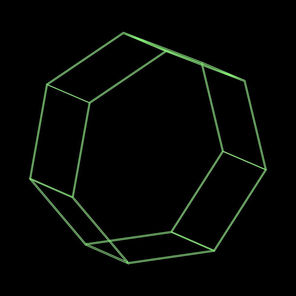 Y2K Rave Psychedelic Futuristic Heptagon in trendy neon green black style vector