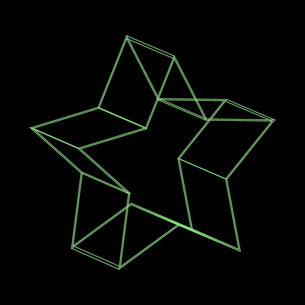 Y2K Rave Psychedelic Futuristic Star Shape in trendy neon green black style vector
