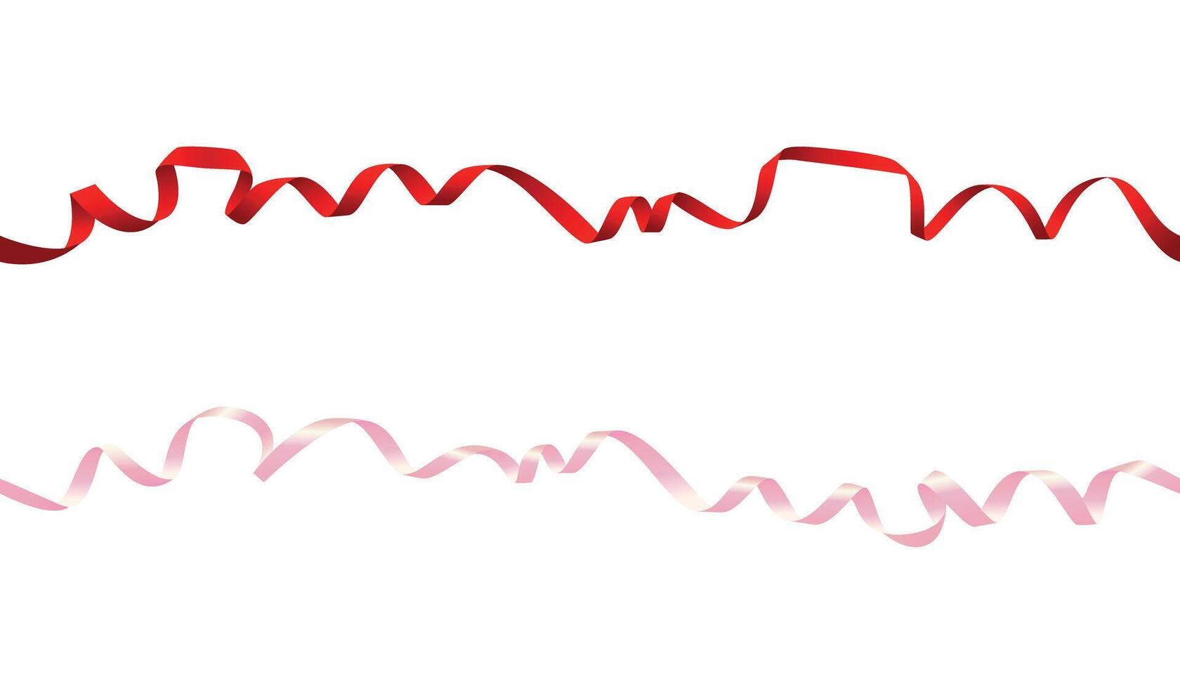 Red and Pink Holiday Ribbons Seamless Tapes on White vector