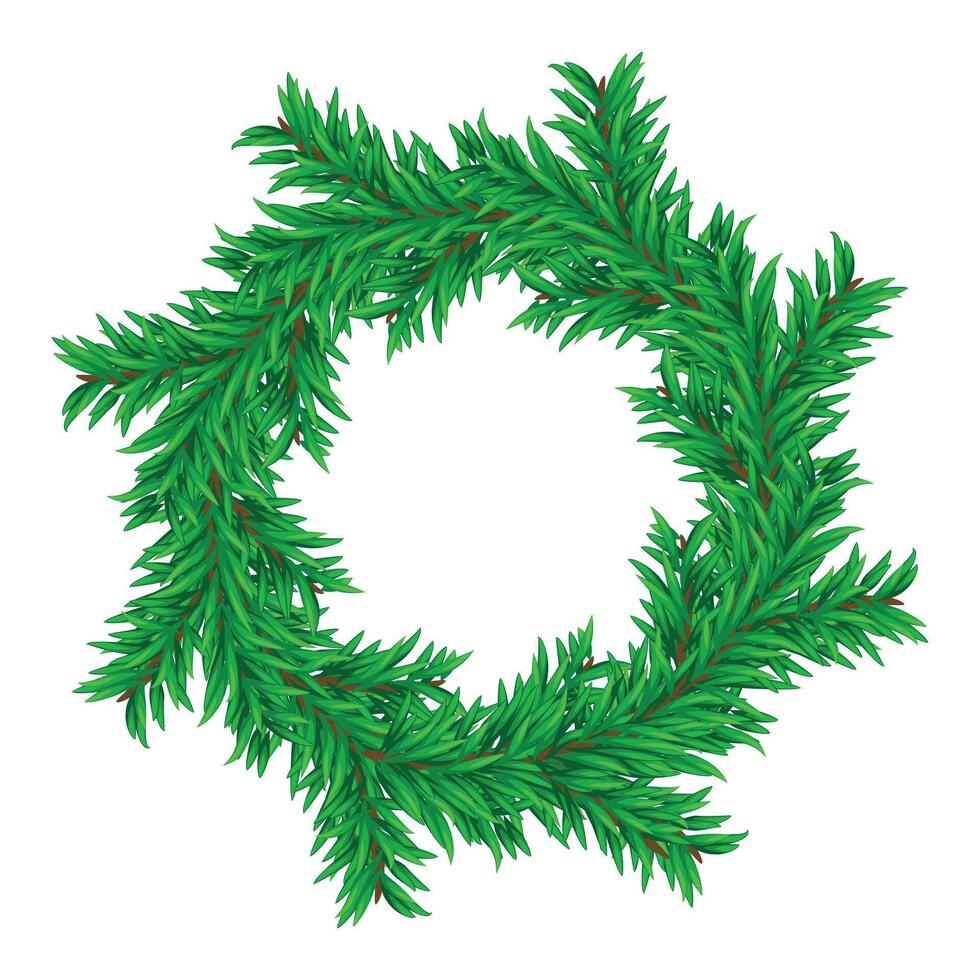 Christmas Pine Branch Wreath Illustration, Isolate on White Background vector