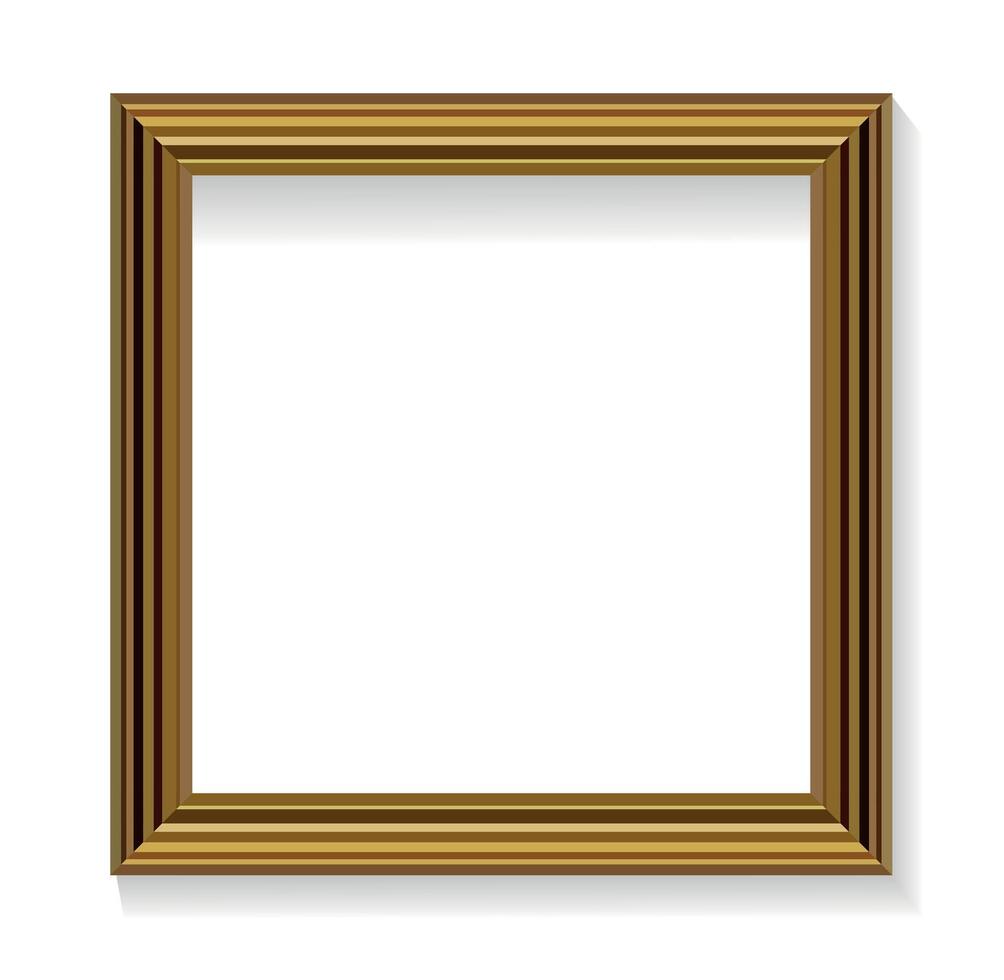 EClassic Thin Square Golden Picture Frame with Shadow Isolated on White Background vector