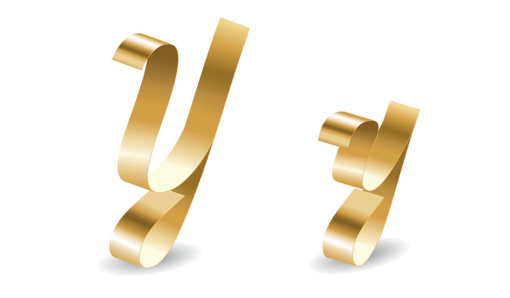 Golden Ribbon English Alphabet Y Symbol. Shiny Gold Tape Letter Illustration vector