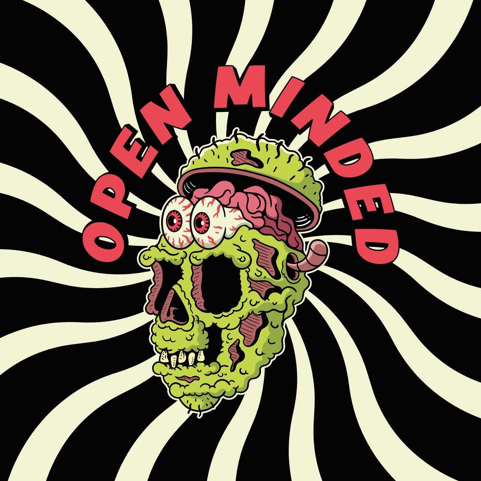 illustration of a monster zombie skull with an open head vector
