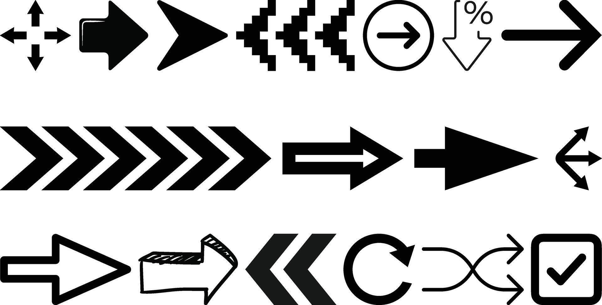 Black arrows set collection vector