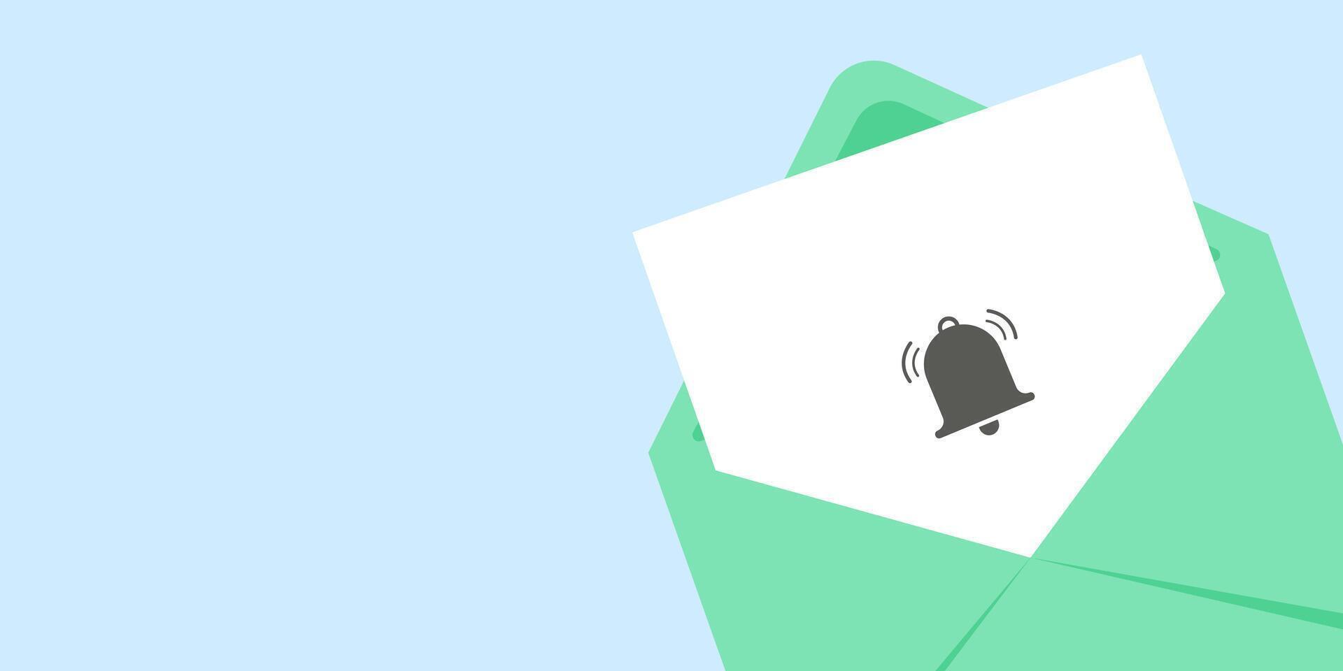 mensaje notificación concepto. correo electrónico Servicio antecedentes con sobre y campana. horizontal modelo para web bandera, aplicación, social medios de comunicación, póster. vector