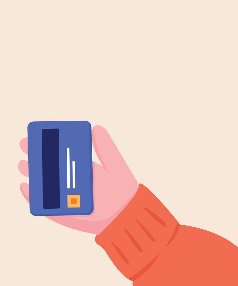 Illustration pov people holding debit card vector