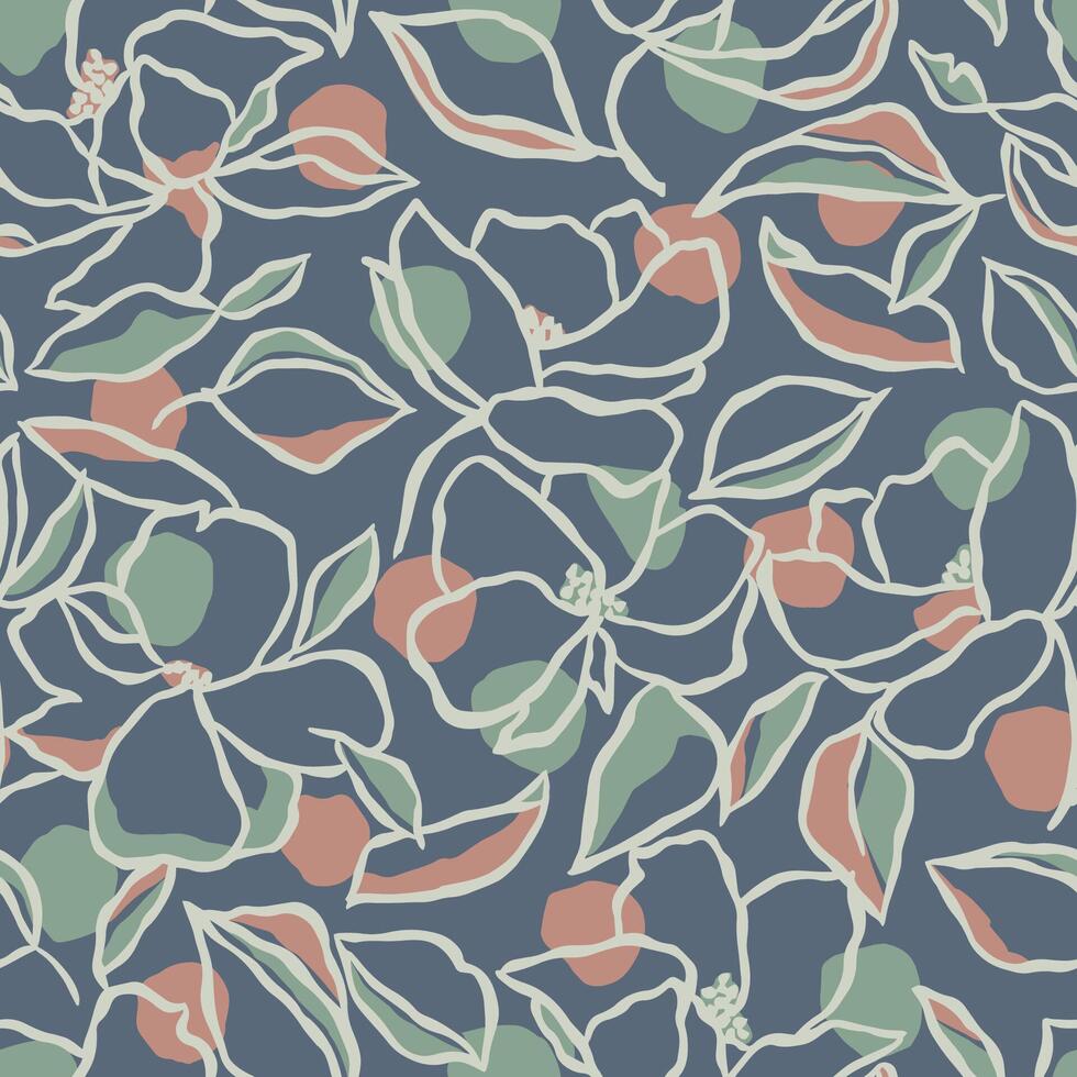 Retro color flower seamless pattern digital artwork vector