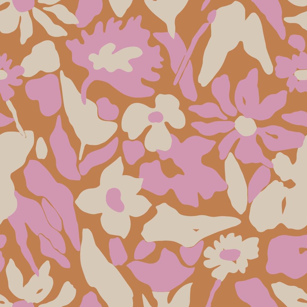 Modern flower motif illustration seamless repeat pattern digital artwork vector