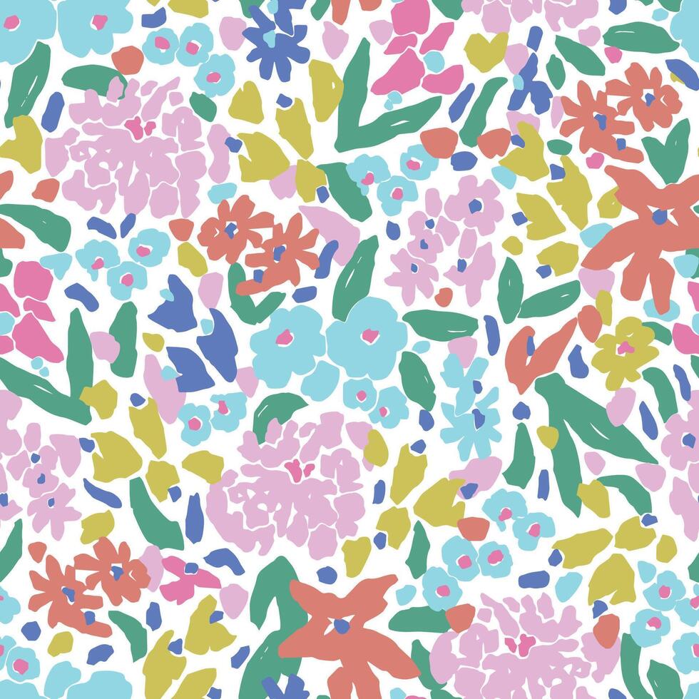 Cute ditsy floral illustration seamless repeat pattern digital artwork vector