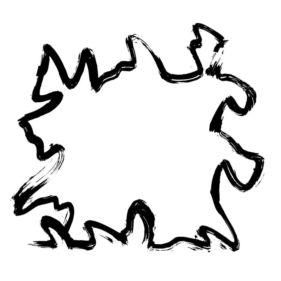 Dry Brush Hand Drawn Wavy Frame. vector