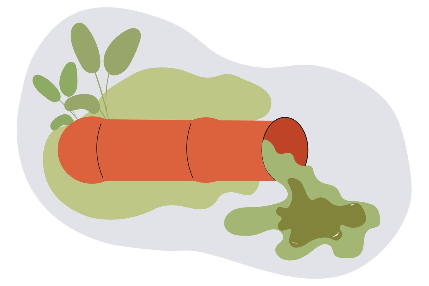 Polluted water flowing from industrial pipe into a natural environment vector
