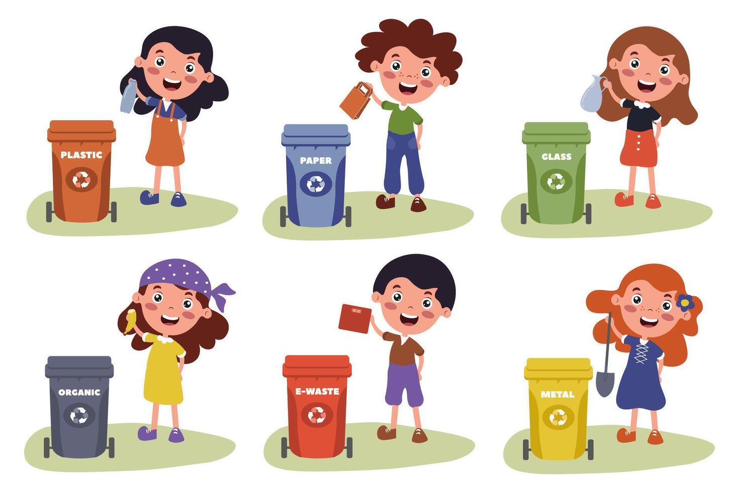 Children engaging in recycling activities to promote environmental awareness vector