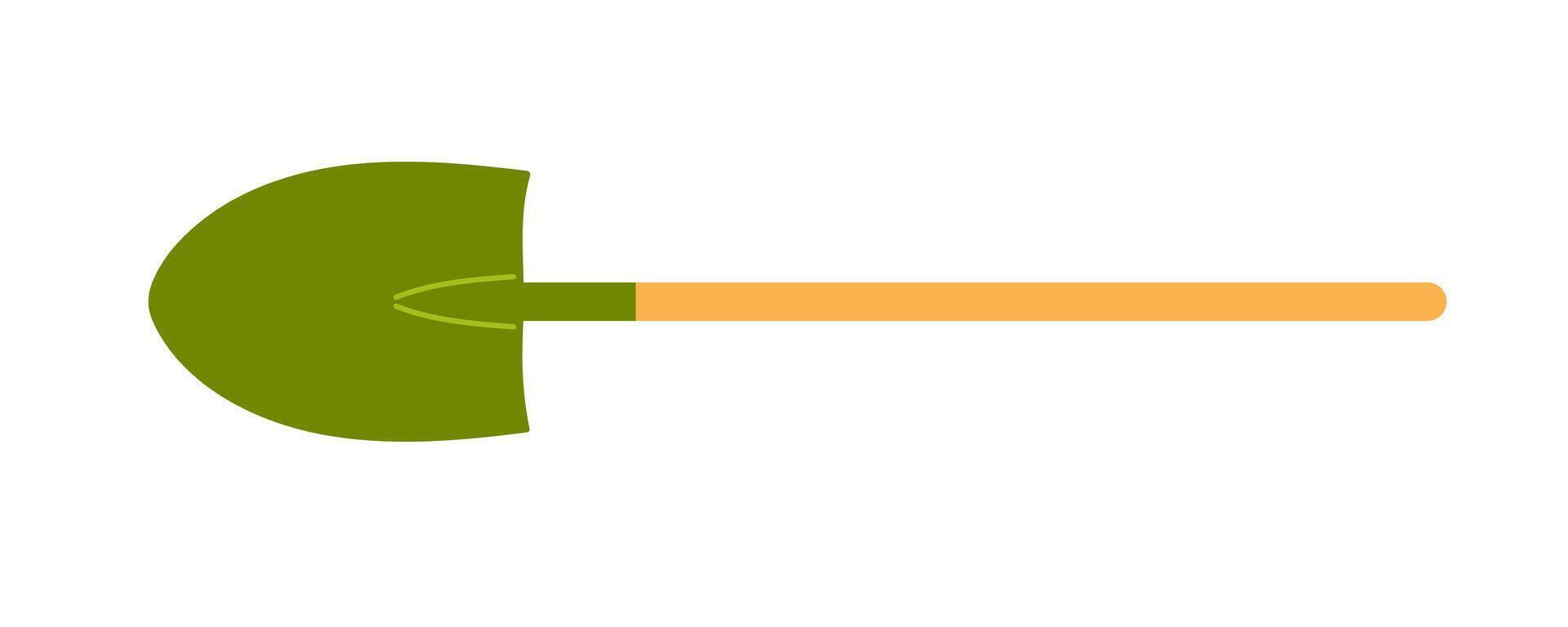 A green-handled garden shovel resting on a plain background ready for planting and gardening tasks vector