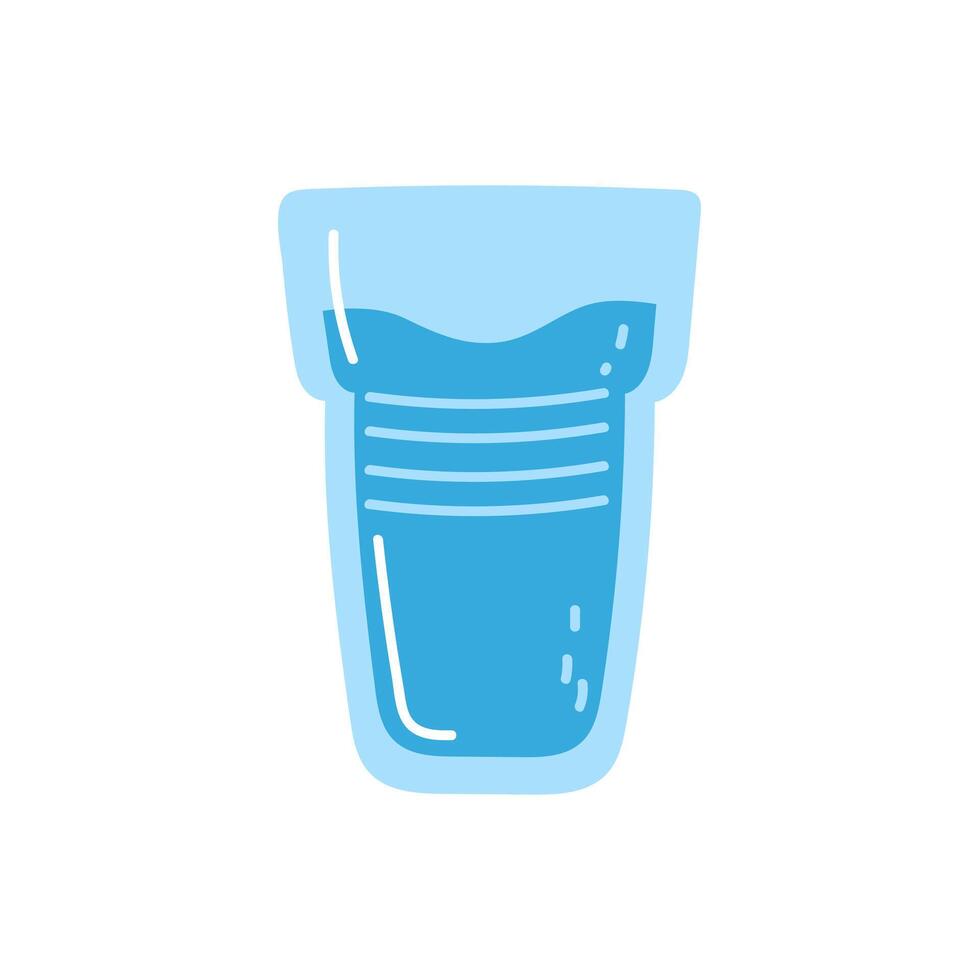 Fresh water in a blue glass cup on a light background for hydration and wellness vector