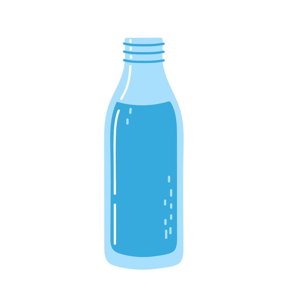 Transparent blue water bottle with liquid displayed against a plain background vector