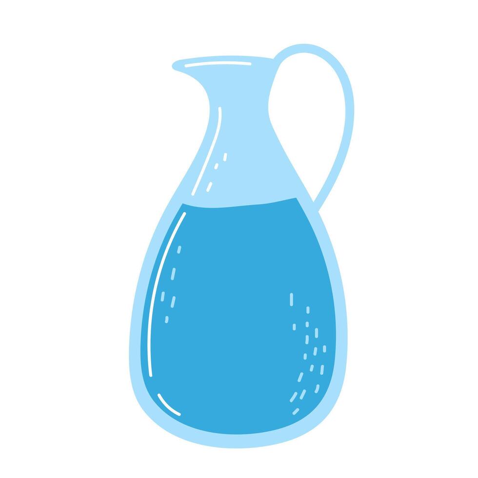 Clear blue liquid filled pitcher on a white background created with minimalistic design vector