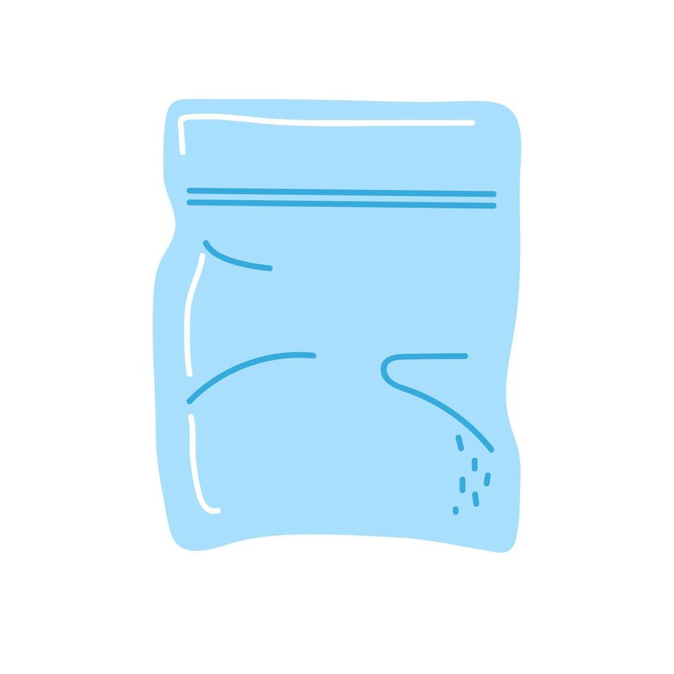 Clear plastic bag filled with content resting on a flat surface vector