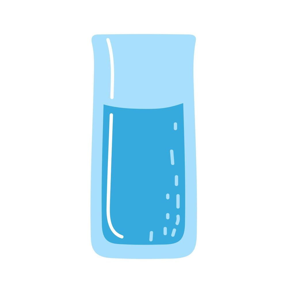 A clear glass with bright blue liquid on a white background shows refreshing drink choices vector