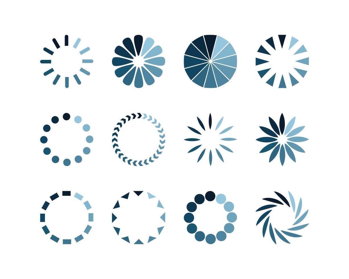 Collection Loading bar status icon. illustration. Set of loaded icons. Download progress. Donload or Upload. vector