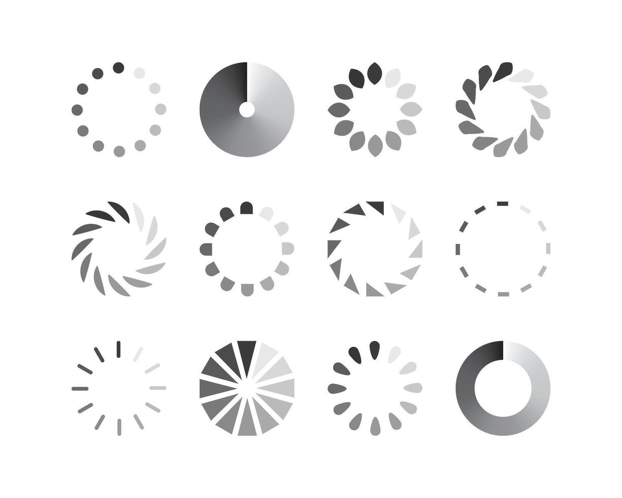 Collection Loading bar status icon. illustration. Set of loaded icons. Download progress. Donload or Upload. vector