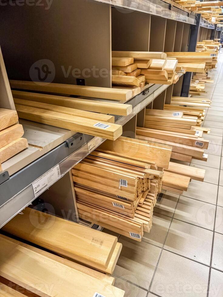 wood bars in hardware shop . High quality photo