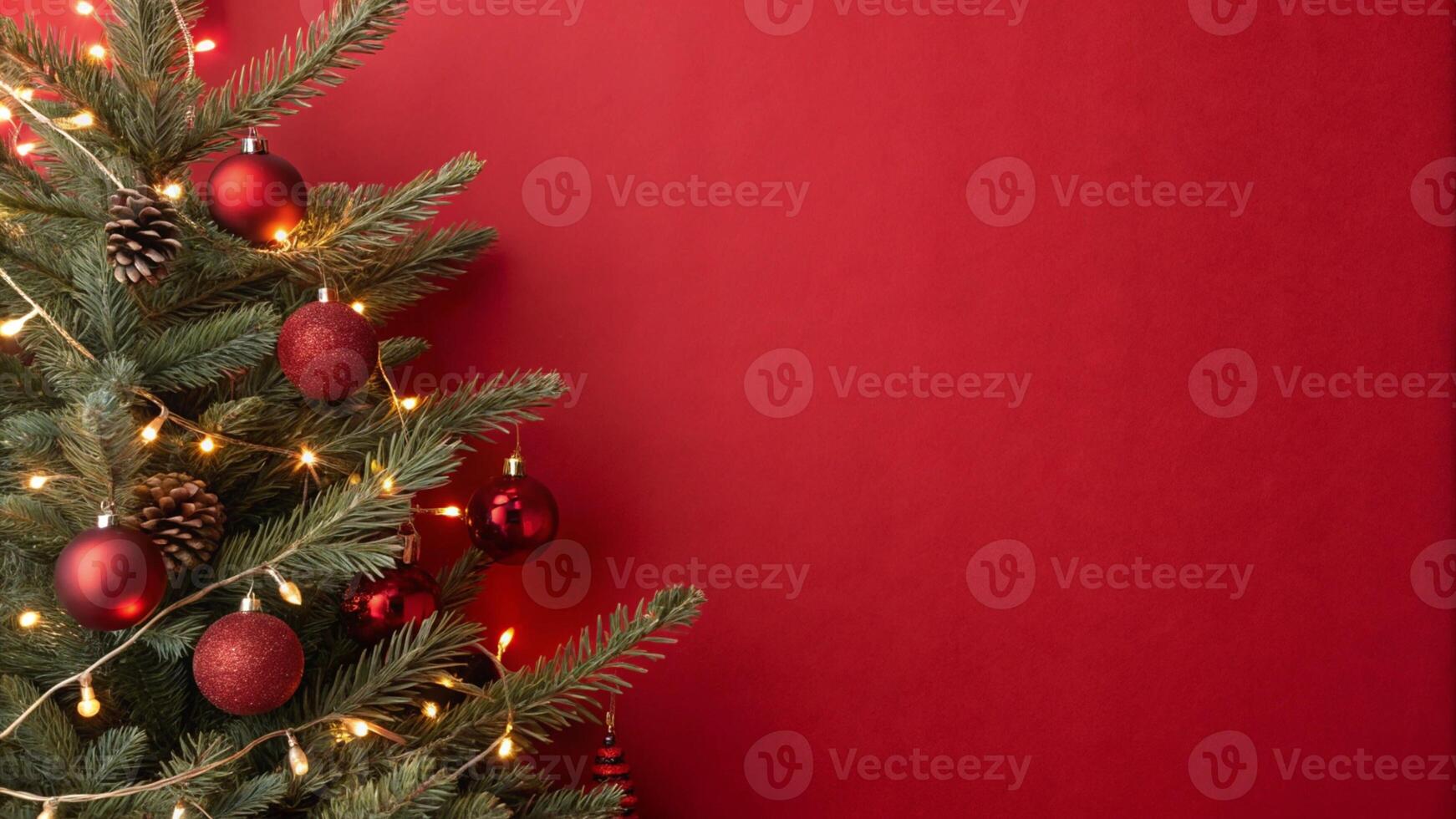 christmas tree with red clear backgroun photo