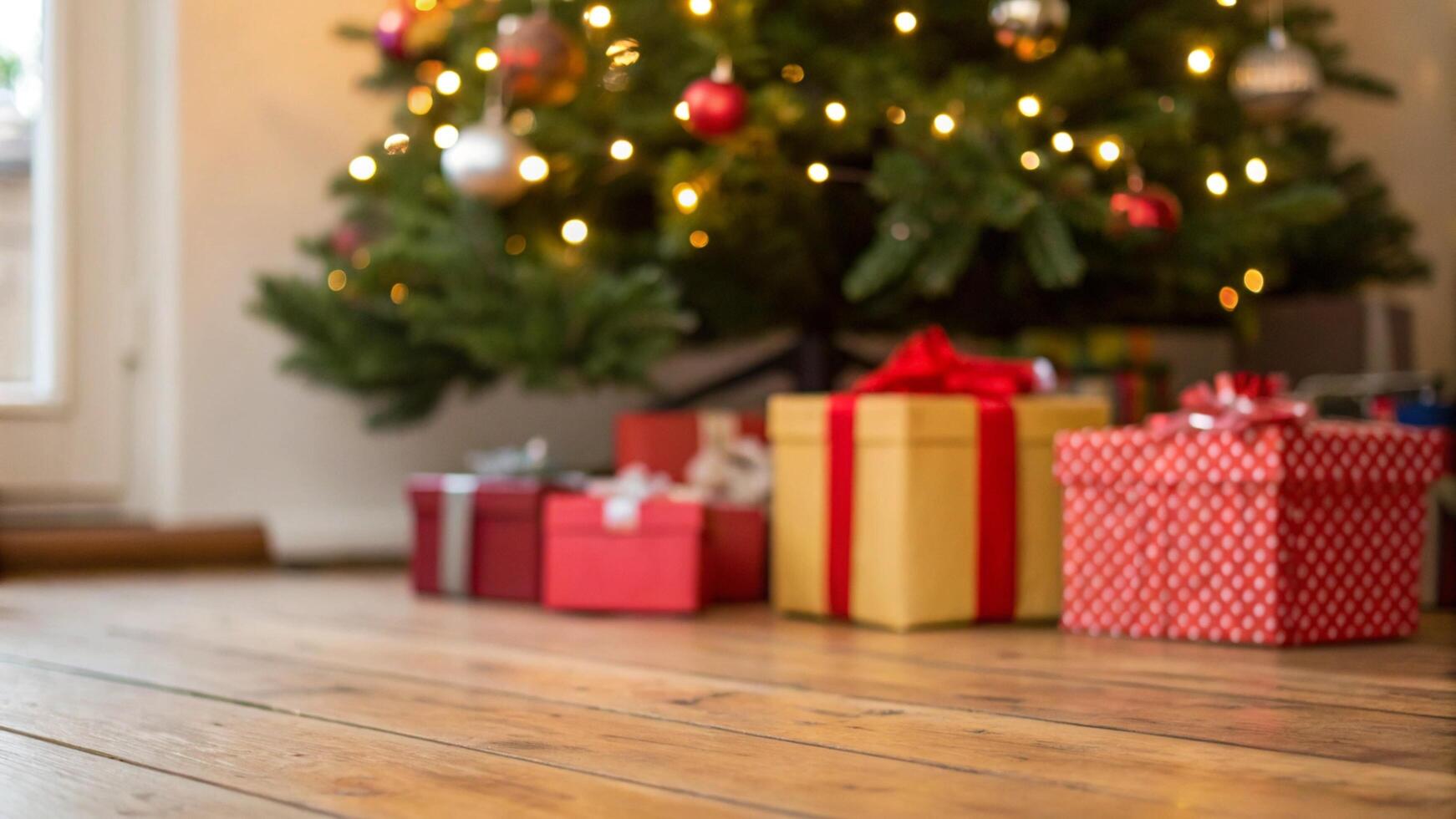 christmas tree and gift background photo