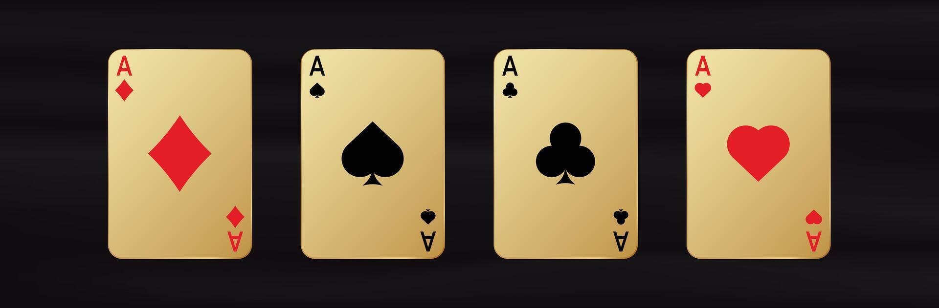 Gold gamble cards with aces vector