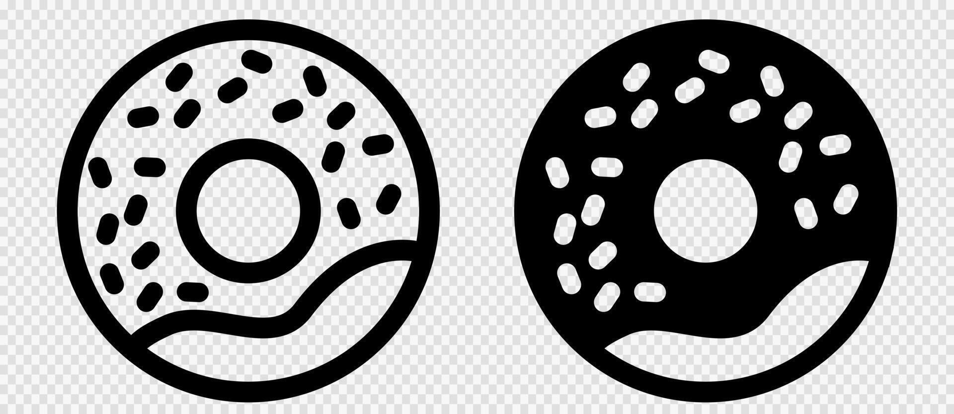 Donut icon solid and line doughnut set. vector
