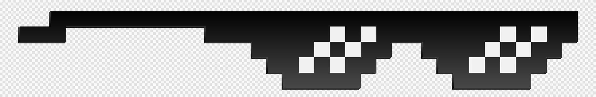 Black pixelated sunglasses. Stylish rapper mafia glasses vector