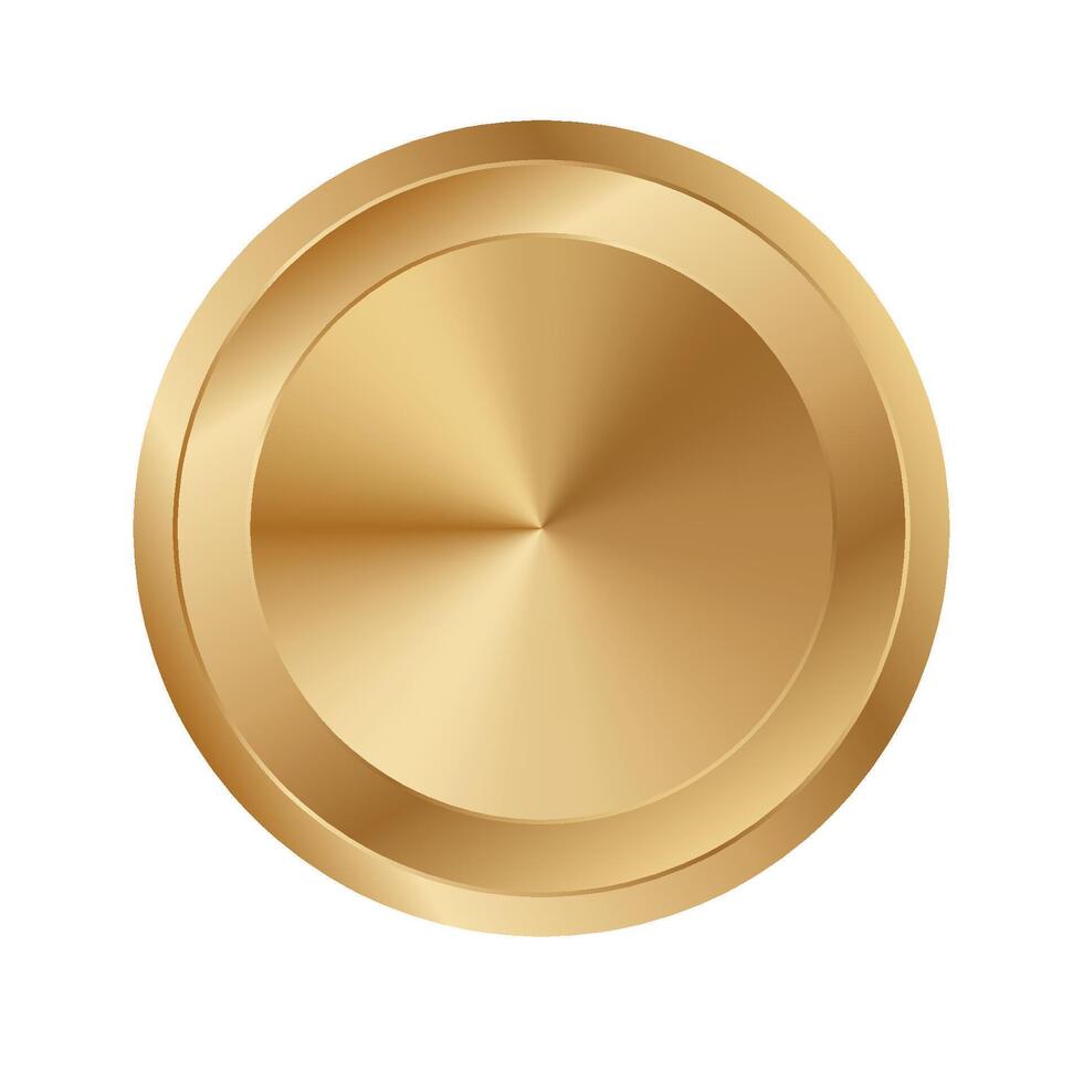 Golden circle ring . Realistic gold round disk vector