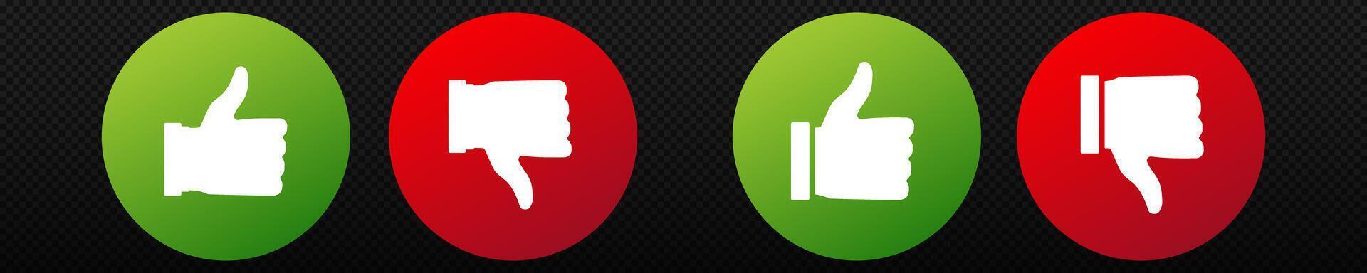 Green like and red dislike vector