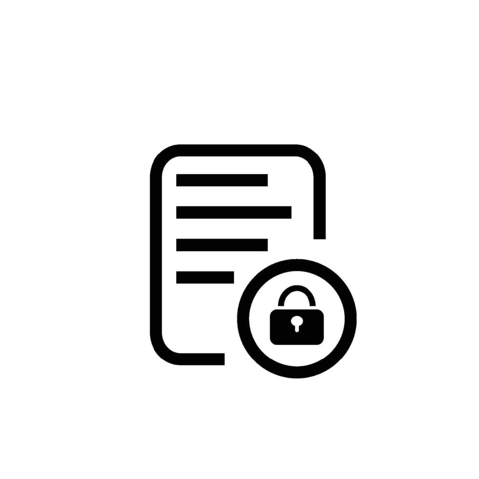 Electronic document with lock. Online data protection vector