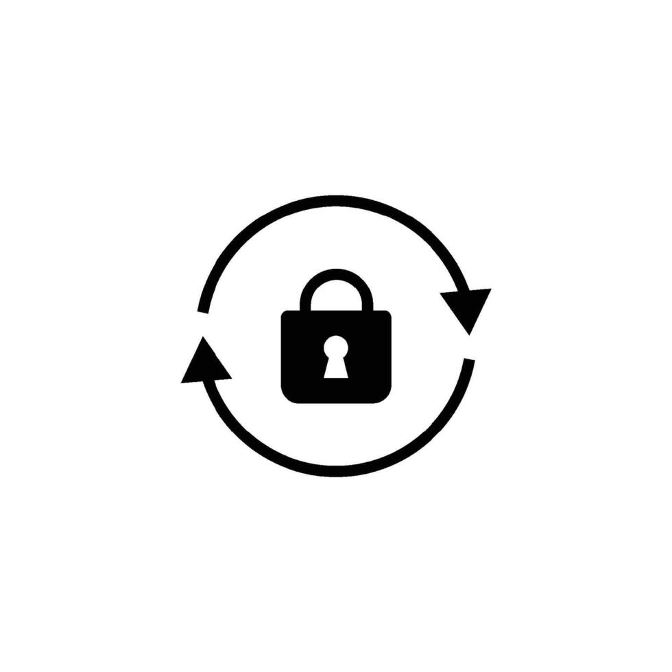 Lock with circular arrows. Update with reboot and secure web system vector