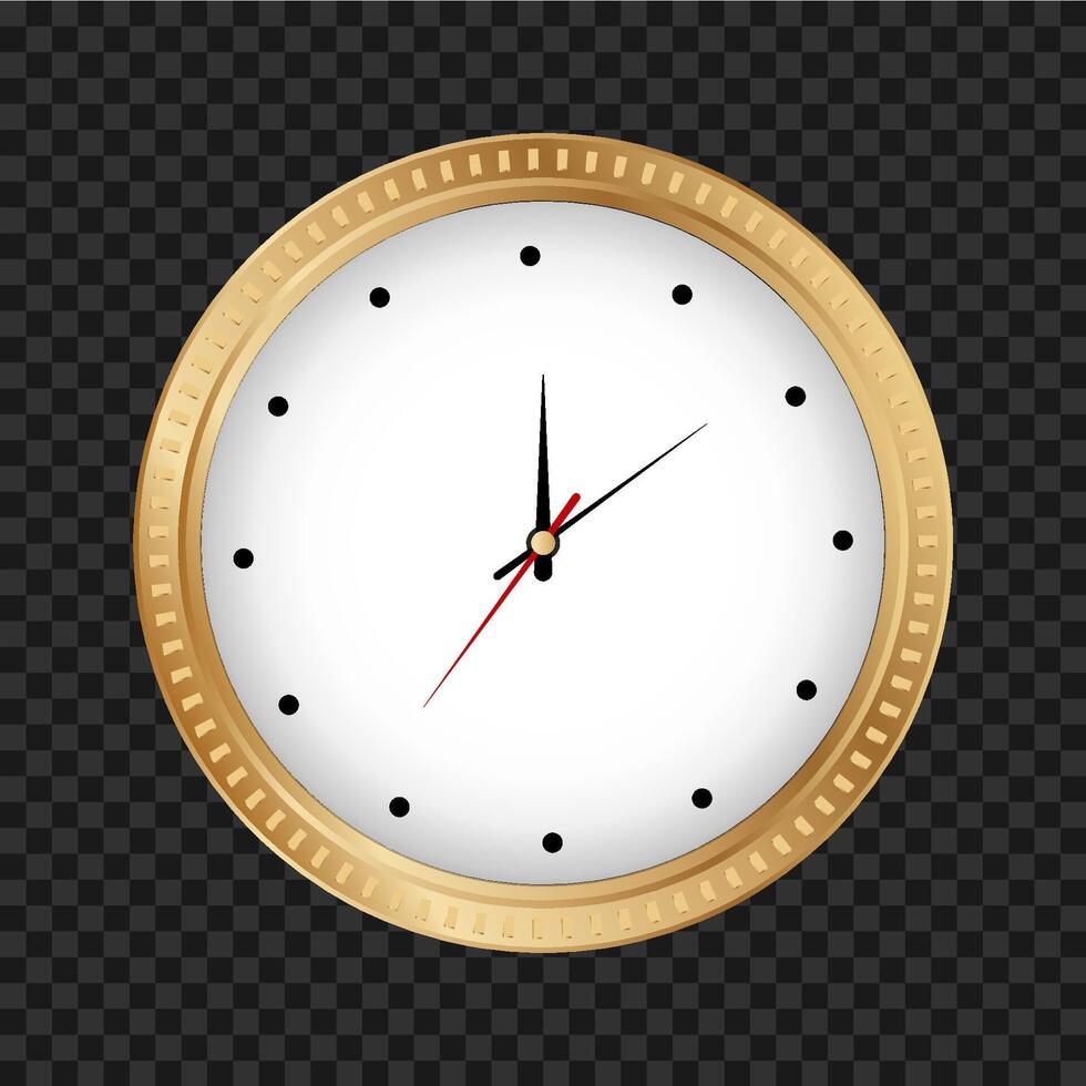 Golden luxury wall clock . vector