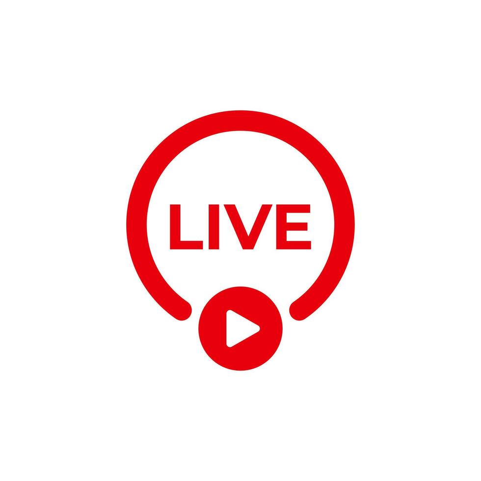 Red live broadcast logo. vector