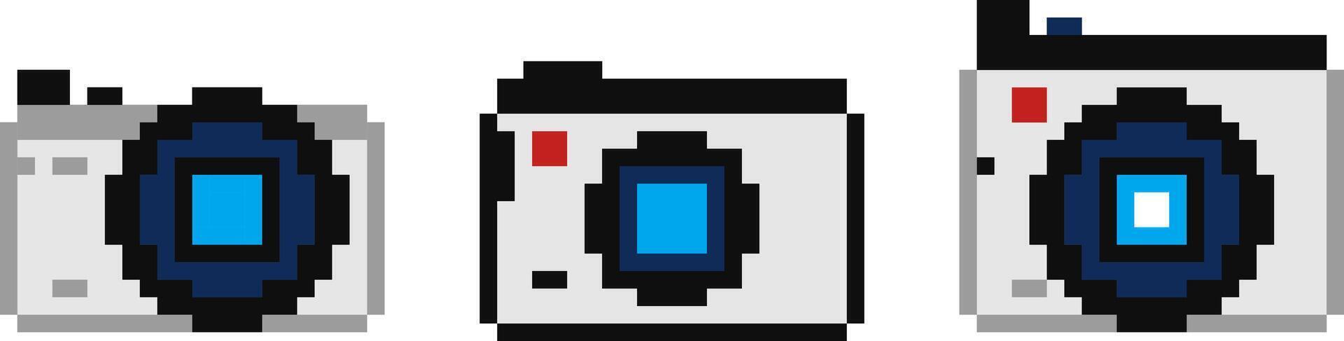 Pixel 8 bit photo camera . 8bit photo vector