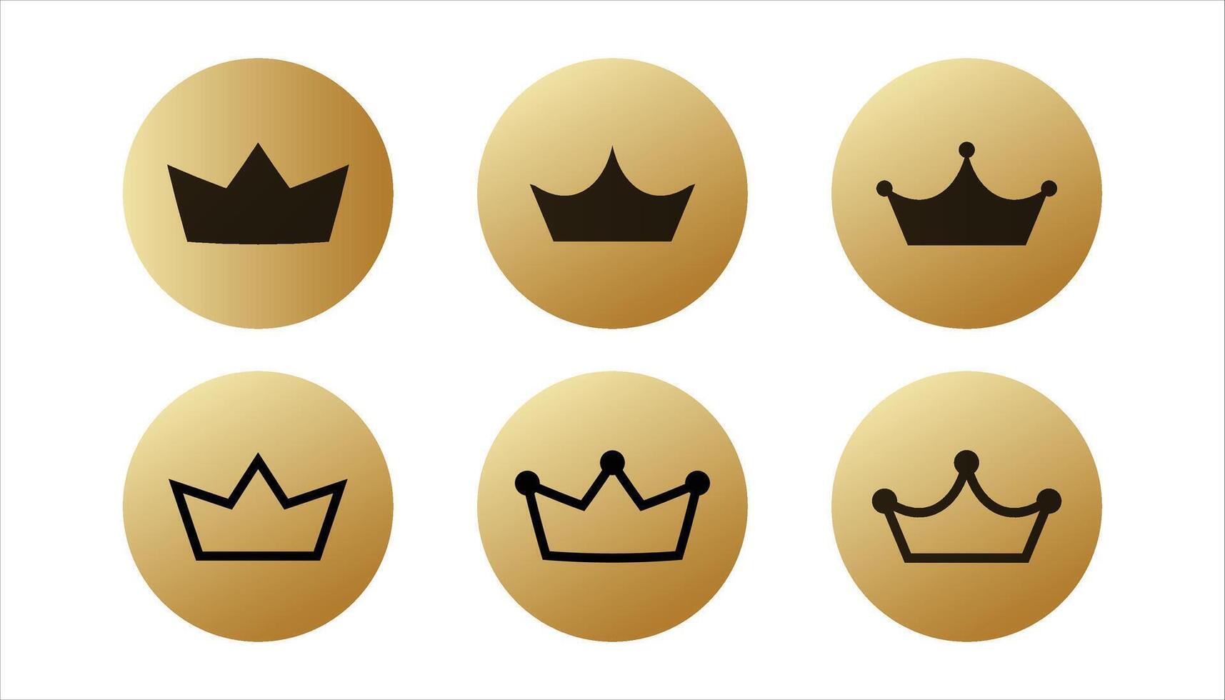 Golden stickers with crowns set vector