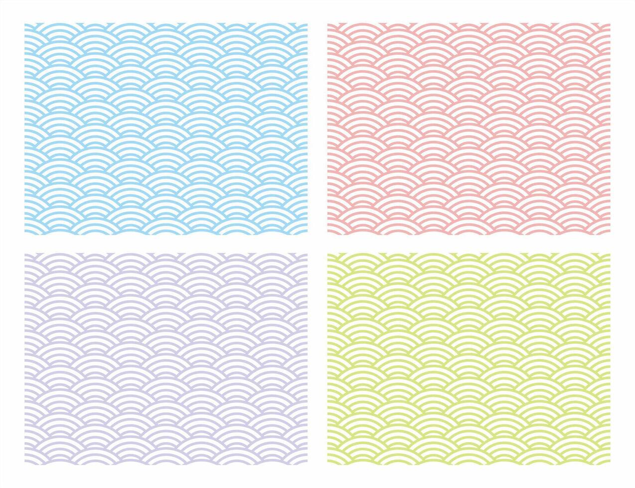 Seamless Japanese wave pattern for background set. Chinese wave texture in shabby pastel color. vector