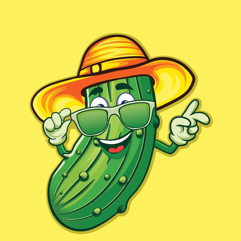 Pickle girl character with wonderful hat illustration design vector