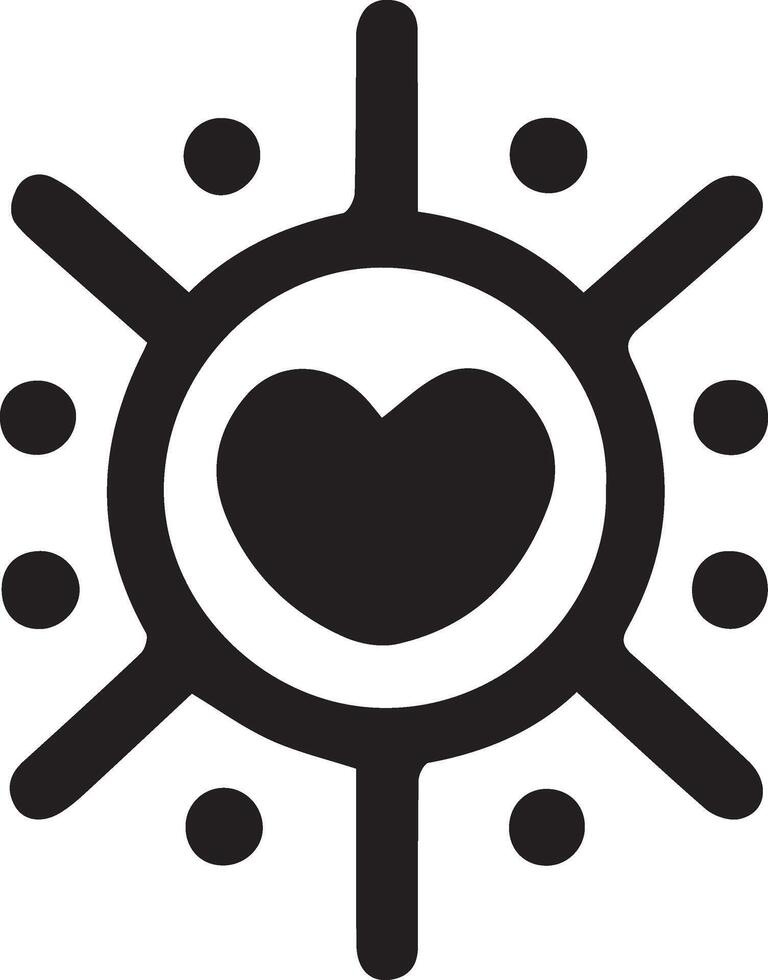 Sun and heart icon illustration vector
