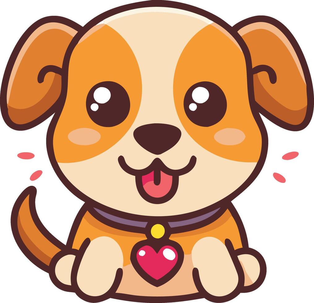 A cartoon dog with a heart on its collar vector